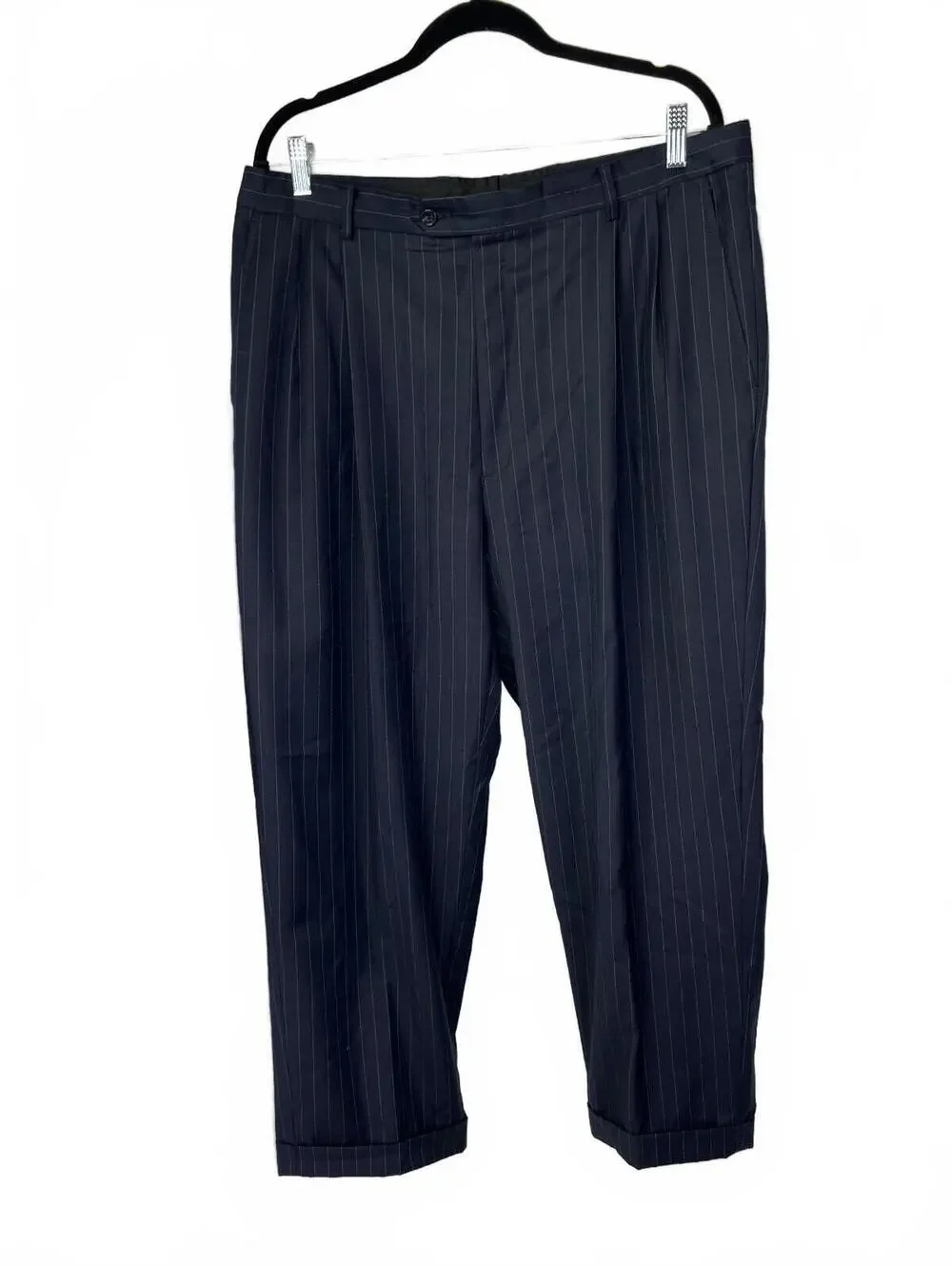 Hart Schaffner Marx Men's Navy Blue Pinstripe Dress Pants Size 37 Waist